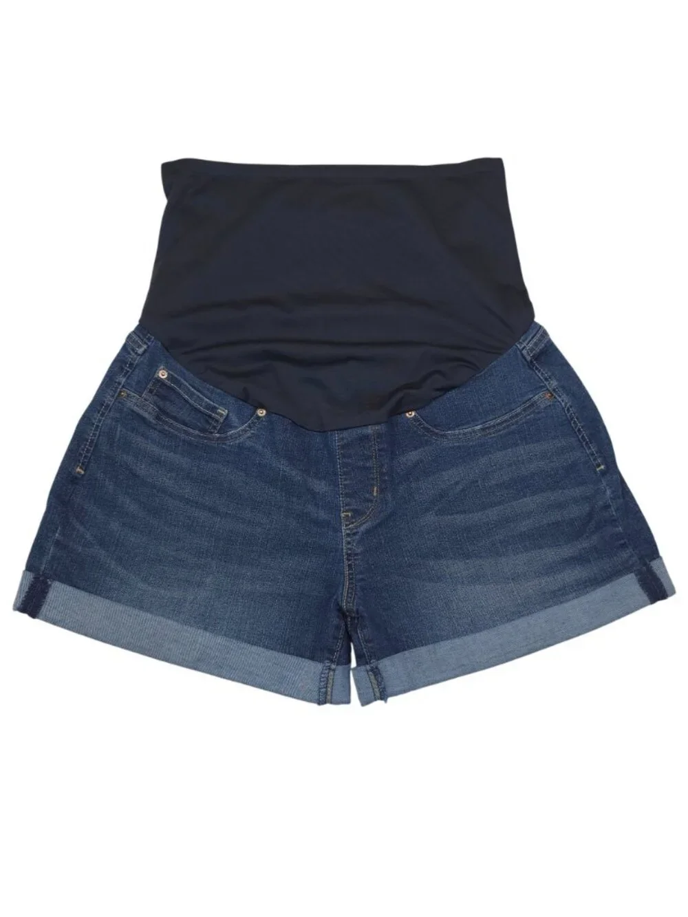 Signature By Levi Strauss Maternity Shortie Denim Shorts Large Stretch Waistband